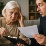 elderly lady investor fraud case inside home sad brown and black